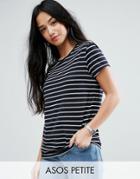 Asos Petite Stripe Crew Neck T-shirt - Navy