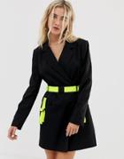Collusion Blazer Dress With Utility Details - Black
