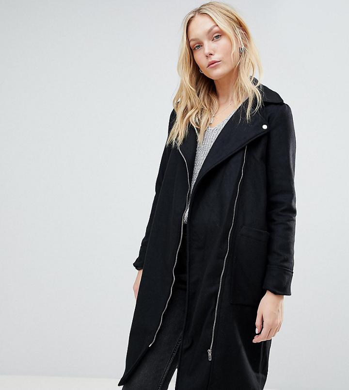 Brave Soul Tall Hindon Biker Coat-black