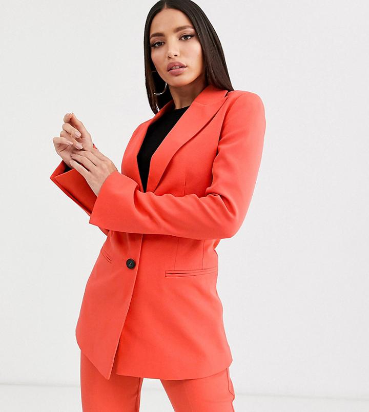 Asos Design Tall Pop Waisted Suit Blazer - Red
