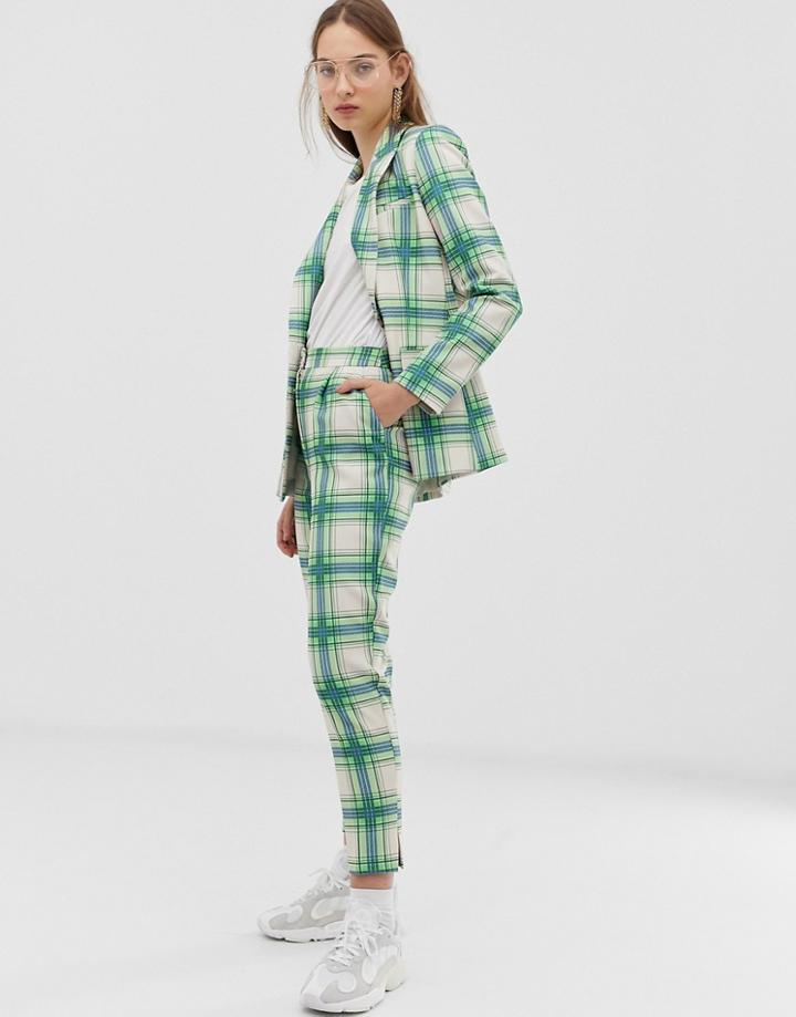 Asos Design Slim Suit Pants In Printed Check-multi