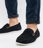 Silver Street Wide Fit Loafers In Navy Suede - Blue