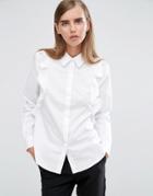 Asos Smart Cotton Shirt With Ruffle Detail - White