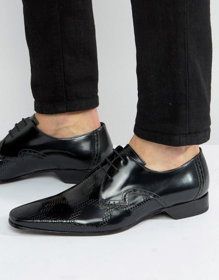 Jeffery West Escobar Diamond Embossed Derby Shoes - Black