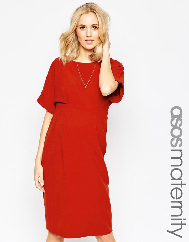 Asos Maternity Wiggle Dress With V Back - Navy