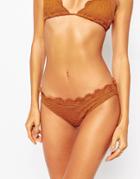 Asos Mix And Match Crochet Lace Scallop Brazilian Bikini Bottom - Rust