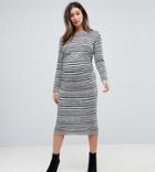 Asos Maternity Twist Back Bodycon Dress In Stripe - Gray