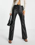 In The Style X Liberty Leather Look Flare Pants In Black