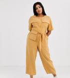 Asos Design Curve Minimal Boiler Jumpsuit With Detachable Fanny Pack-yellow