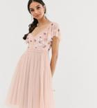 Needle & Thread Love Heart Midi Dress In Rose Pink