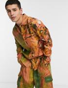 Asos Design Relaxed Fit Shirt In Abstract Half And Half Print-red