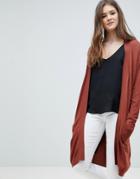 Blend She Longline Knit Cardigan - Red
