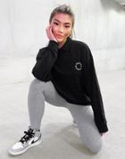 Asos Weekend Collective Polo Sweatshirt With Half-zip And Logo In Black
