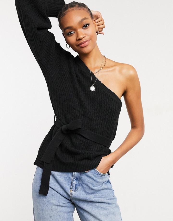 Ax Paris One Shoulder Sweater In Black