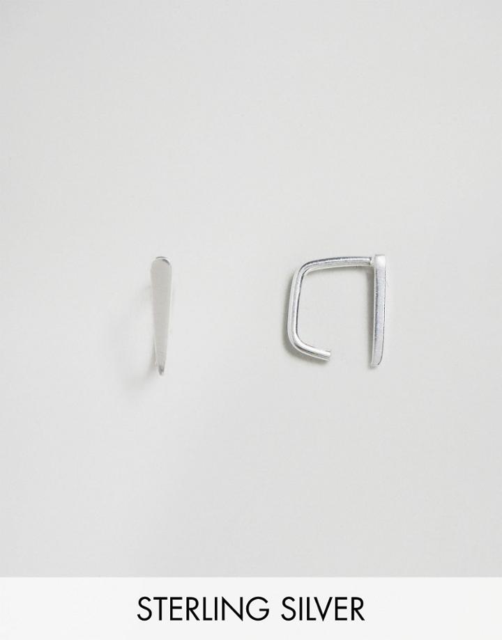 Asos Sterling Silver Mini Triangle Through Earrings - Silver