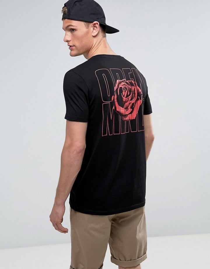Asos T-shirt With Rose Back Print - Black