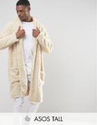 Asos Tall Borg Extreme Oversized Jersey Duster Jacket - Beige
