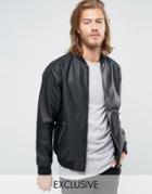 Black Phoenix Faux Leather Bomber In Black - Black