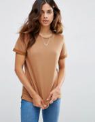 Asos Lightweight Knitted Loopback T-shirt - Brown