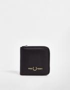 Fred Perry Pique Pu Zip Round Wallet In Black