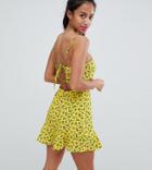Fashion Union Petite Cami Dress In Grunge Floral - Yellow