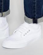 Asos Lace Up Sneakers In White With Apron Toe - White