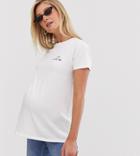 Asos Design Maternity T-shirt With Arrow Heart Motif - White