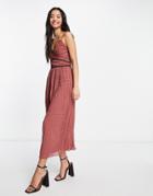 Little Mistress Waist Detail Midi Dress In Deep Mink-gray
