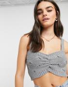 Skylar Rose Knitted Cami Crop Top Set-grey