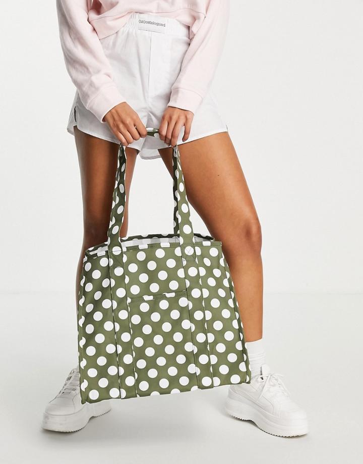 Object Graphic Print Oversized Bag In Green Spot-brown