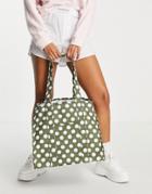 Object Graphic Print Oversized Bag In Green Spot-brown