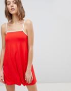 Asos Design Cami Swing Dress With Contrast Binding - Multi