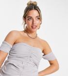 Jaded Rose Maternity Ruched Slinky Crop Top In Soft Gray - Part Of A Set