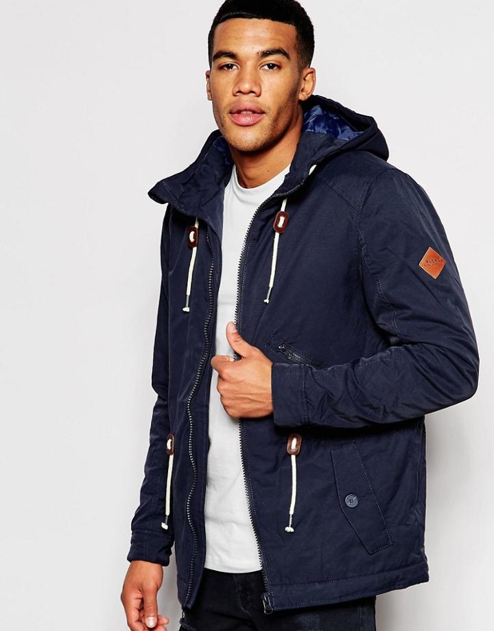 Blend Hooded Parka Jacket - Navy
