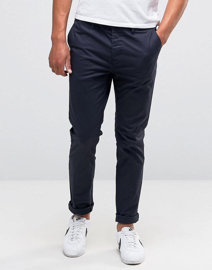 Asos Design Slim Chinos In Navy