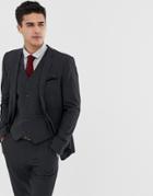 Asos Design Super Skinny Fit Suit Jacket In Charcoal-gray