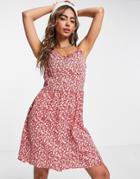 Qed London Cami Strap Mini Dress In Red Ditsy Floral Print-multi
