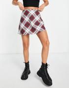Miss Selfridge Tartan Bias Check Skirt In Red