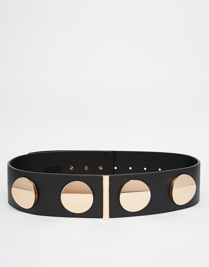 Asos Metal Disc Detail Waist Belt - Black