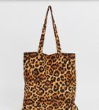 Monki Leopard Print Tote Bag In Brown - Multi