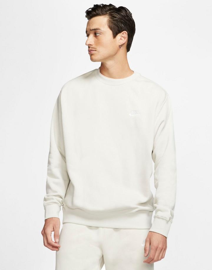 Nike Club Crew Neck Sweat In Stone-neutral