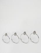 Cheap Monday Knot 4 Set Rings - Silver