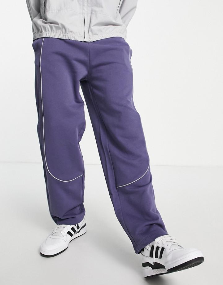 Asos Design Oversized Sweatpants With Reflective Piping In Blue - Part Of A Set-blues