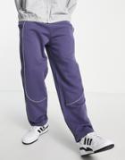 Asos Design Oversized Sweatpants With Reflective Piping In Blue - Part Of A Set-blues
