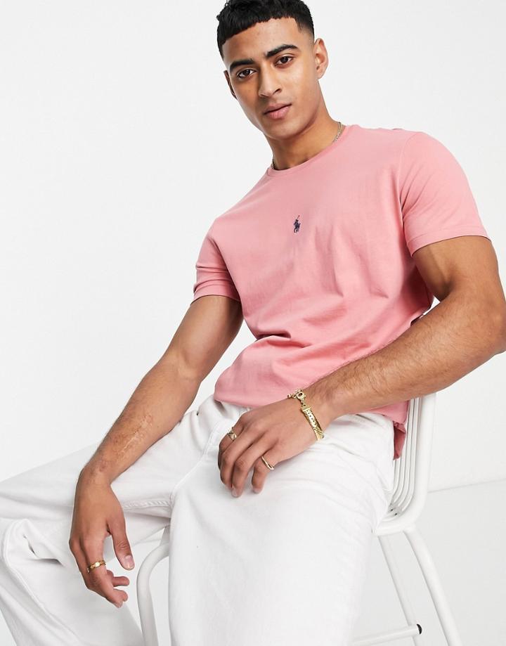 Polo Ralph Lauren Central Icon Logo T-shirt In Desert Rose-pink