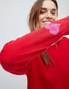 Tommy Hilfiger Heart On Sleeve Red Sweatshirt - Red