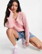 Skylar Rose Cable Knit Oversized Sweater In Pink