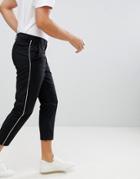 Boohooman Tailored Pants With Piping In Black - Black