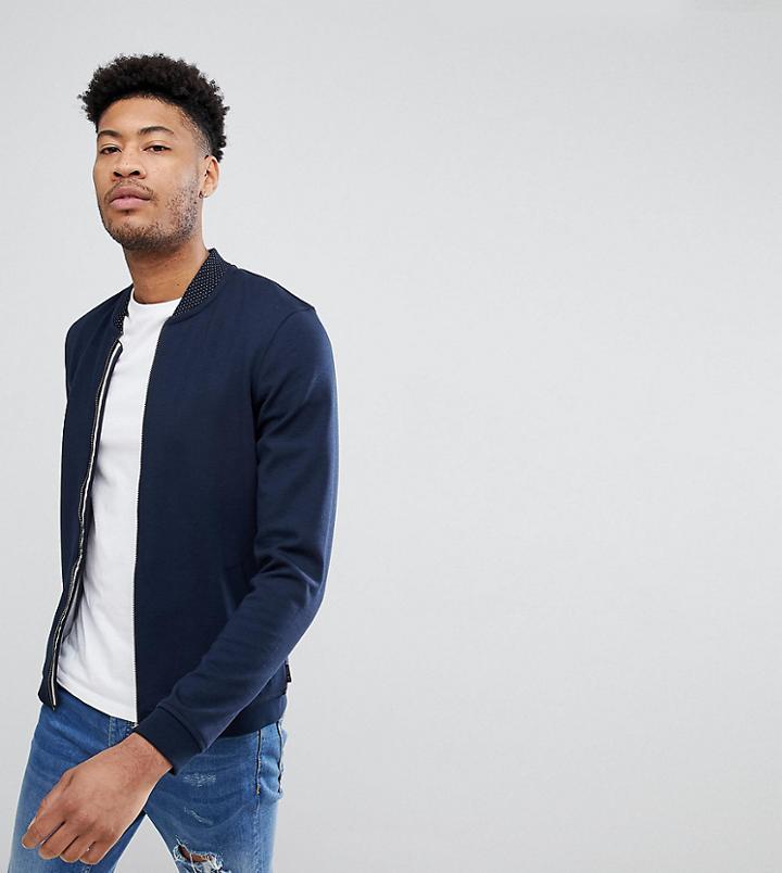 Ted Baker Tall Jersey Bomber In Navy - Navy