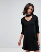 Only Abbie Swing Dress With Choker Collar - Black